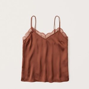 A&F satin lace trim cami